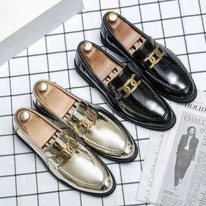 Dres Shoe Men Dressing Shoes Wedding Shoe Chain Gold Designer Luxury Formal Busines Loafer Lace Up Full Leather 220723