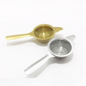 Home Stainless Steel Tea Strainer Filter Fine Mesh Infuser Coffee Food filter Teaware Reusable Gold Silver Color LT143