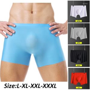Underpants Richkeda Store Ice Silk Men Underwear Seamless Transparent Boxer Shorts Ultra Thin Soft Sheer Breathable Comfortable Panties
