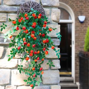 Faux Floral Greenery Artificial flowers Plants Green Lvy Leaves Hanging flower Rose Vine Home Wedding Garden Decoration DIY Wall Silk Flower 221031