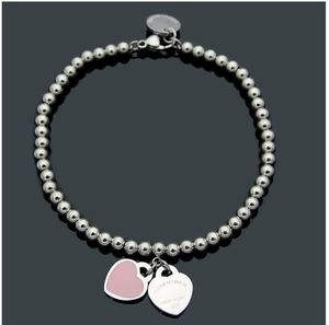 925 Silver Love Beads Identificazione Bracciale cuori Tags Donne Regalo per le vacanze Gioielli di lusso squisito Fashi