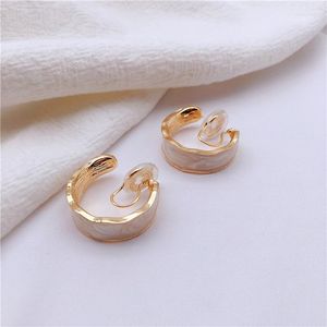 Backs Earrings Ear Clip Without Hole European And American Circle C-shaped Personality Design Sense Hipster Simple Drop Oil Metal