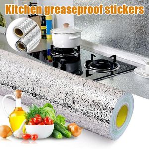 Wall Stickers Kitchen Oil-proof Waterproof Sticker Aluminum Foil Stove Cabinet Self Adhesive DIY Wallpaper For Home Decor
