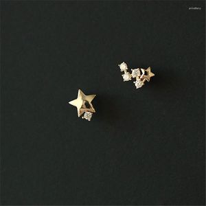 Kolczyki stadnorskie 925 srebrne srebrne japońska asymetryczna gwiazda Kobiety nowoczesne proste przyjęcie studenckie 14K Gold Gating Biżuter