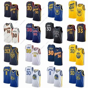Vintage Stephen Curry City Basketball Jersey Golden State s Warriors s James Wiseman Klay Thompson Mouwloze blauwe witte sport Shi Z6ad