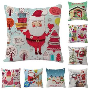 Cuscino Merry Christmas Cover Cartoon Babbo Natale Print Case Regali di Natale Home Decor Office Sofa Throw 45x45cm