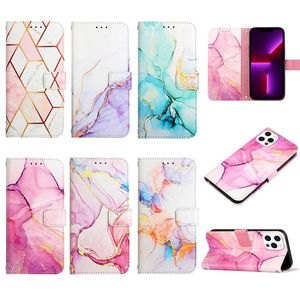 Marble Leather Wallet Cases For Samsung S23 Ultra Plus A14 5G Moto Edge 30 G62 5G G32 X30 Pro S30 G42 Plating Rock Stone Granite Quartz Gilded Holder ID Card Slot Pouch