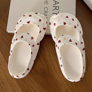Slippers SP&CITY Sweet Love Heart Korean Fashion Sandals Women's Summer Students Outdoor Indoor Shoes Soft EVA Thick Bottom Cute
