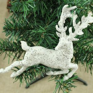 Decorazioni natalizie Paillettes Argento Bianco Plastica Alce Decorazione albero Ornamenti appesi 2022 Decor