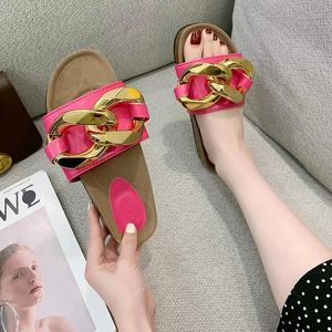 New Braided Open-Toe Beach Sandals Casual Women Shoes Metal Decoration Charm Flat Set Foot Vacation Slippers Fashion Temperament