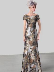 母の花嫁のドレステーラーメイドのフォーマルウェアカスタムショップJACQUARD DAMASKイブニングドレス大規模なサイズ新しいサイズ