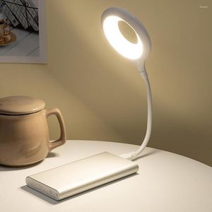 Table Lamps LED Portable USB Rechargeable Flexo Ring Lamp Bedroom Study Reading Book Night Lights Eye Protection Desk Laptop Lighting Tools