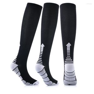 Calzini da uomo 1 paio Calza da compressione da uomo Sport Outdoor Uomo Cotone Nero Casual Calzino da compressione a pressione lunga Calze da corsa Uomo