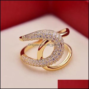 Кластерные кольца кластерные кольца Микроинделяция циркона Высококачественное изысканное поперечное кольцо.
