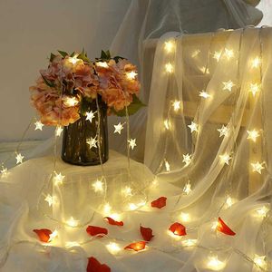 LED -strängar USB/Battery Operated Star String Lights LED Fairy Lights Christmas Garland för Party Wedding Home Outdoor Patio Dekoration P230414