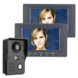 Video Door Phones 7 Inch Phone Doorbell Intercom Kit 1-camera 2-monitor Night Vision With IR-CUT CMOS 700TV Lines