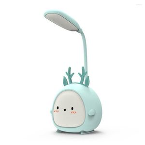 Table Lamps Cute Cartoon Deer/Pig/Deer LED Eye Protective Colorful Night Light Desk Lamp Foldable Reading USB Recharge