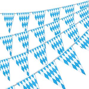 Party Decoration 32.8ft Oktoberfest Bunting Banner Double Side Bavarian Flags 32,8 fot bl￥ och vit kontrollflagg tema