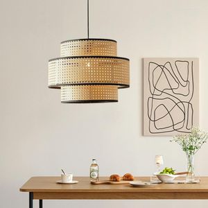 Hängslampor japansk stil rotting ljus ledde e27 för restaurang kafé vardagsrum minimalistisk kreativ atmosfär design hanglamp