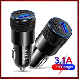 66W USB Type C CAR Charger Quick Charge 3.0 PD Быстрая зарядка адаптер телефон для iPhone 13 12 11 Pro Max xiaomi Huawei Samsung Chargers Automotive Electronics Free Ship