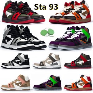 Bapestas Sta 93 High Mass Running Shoes Running Sneaker Fashion Red Orange Sand preto cinza marrom cinza Halloween Olive Green Men Women Trainers Sports Sports 36-45