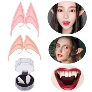 Party Decoration 1Pair Christmas Cosplay Fairy Pixie Elf Ears For Girls Vampire Teeth Fangs Dentures Props Halloween Night Masquerade DIY