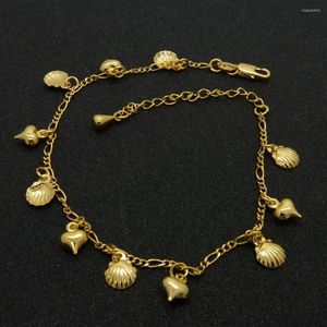 Ankiets Summer Beach Foot Chain Kobiet Anklet With Heart Shell Design 9K Yellow Gold Fill Charm Lady Girls Biżuter