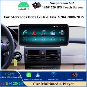 12,3 Zoll Qualcomm Android 12 Auto-DVD-Player für Mercedes Benz GLK-Klasse X204 2008–2015, Stereo-Multimedia-Head-Unit-Bildschirm, CarPlay/Android Auto-GPS-Navigation