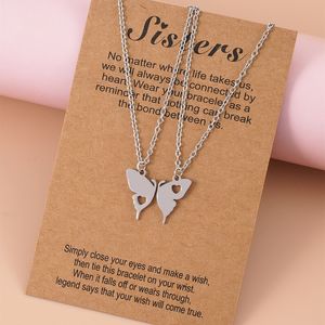 Para naszyjnik chocker dla kobiet mężczyzn Silver Gold Kolor Butterfly łańcuch wisiorek mody biżuteria prezent na imprezę