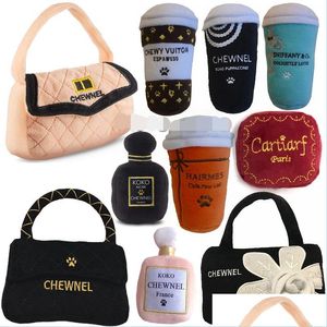 Dog Toys Chews Designs Dog Toys Fashion Hound Collection Unique Squeaky Parody Plush Dogs Toy Handbag Cup Per Bottle Passion för 1 DHA01