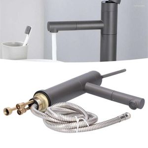 Bathroom Sink Faucets G1/2 Above Counter Basin Pull Out Faucet Set Cold Mixing Water Tap With Pipes For Home Supplies Gray