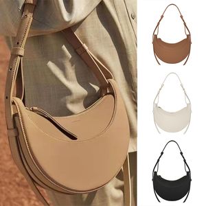 Polene Numero Dix Half-Moon bag Full-Grain Textured/Smooth Calf Leather Tote Designer Zip Closure Crossbody Fashion Women Hobo Handbags Shoulder Bags Purse