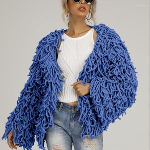 Women's Knits Women's & Tees Chic Fall Coarse Yarn Knitted Wool Hollow Tassels Crocheted Fuzzy Cardigan Fringed Sweater Coat Hooked