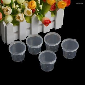 Storage Bottles 100X Small Plastic Disposable Sauce Cups Food Clear Package Box&Lid