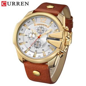 Wristwatches Men Luxury Brand CURREN Fashion Casual Sports Watches Modern Design Quartz Wrist Watch Genuine Leather Strap Male Clock 221028