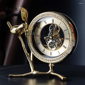 Orologi da tavolo Luce di lusso Golden Bird Desk Orologio Creative Iron Art Art Metal Decorazione per la casa