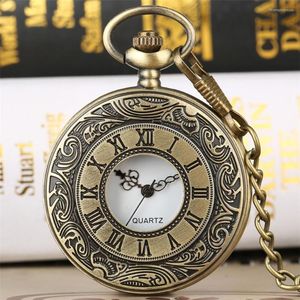 Pocket Saatler Klasik Retro Bronz Roman Naklıları Kuvars İzle Yarım Arapça Ekran Dial Unisex Kolye Saati