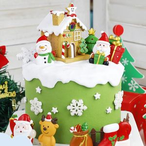 Festive Supplies 1Pcs Christmas Cake Topper Birthday Party Insert Xmas Tree Decor Santa Claus Year Gifts Decoration