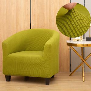 Pokrywa krzesełka rozciągające Plush Spandex Cover Green Bar Slipcover Plaid Single Sofa Protect for Pets Decor