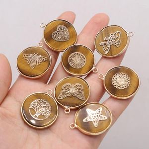 Charms Bee Tree Of Life Energy Pendant Natural Gem Stone Tiger Eye Accessories For DIY Necklace Earrings Making Jewelry