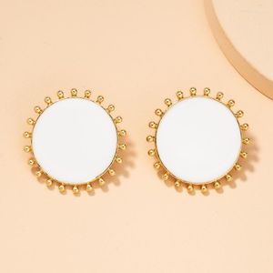 Stud Earrings TARCLIY Trendy Geometric White Enamel Sun Shaped Earring Simple Big Round Alloy Women Vinatge Temperament Jewelry