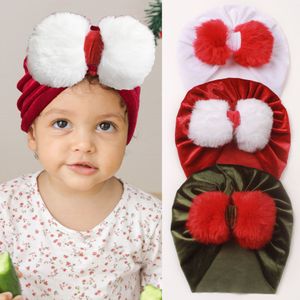 Chapeau de noël pour enfants, bébé fille, princesse, casquette à nœud papillon en peluche, Turban indien, couvre-chef doux, bonnet tête de mort, chapeaux pour enfants