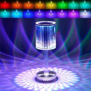 Night Lights Crystal Lamp 16 Color Changing RGB Touch Rechargeable Diamond Table For Bedroom Living Room Party Dinner Decor