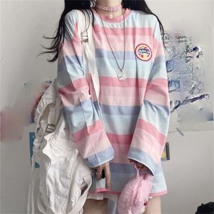 harajuku uzun kollu tişört kız Noel Topspring Sonbahar Nakış Çizelgesi Tee Tee Full T-Shirt Sıradan Kadın 220307