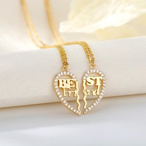 Choker Zircon Crystal Heart Necklace For Women Friend Friendship Necklaces Gold Silver Color Chain Female Jewelry Collier