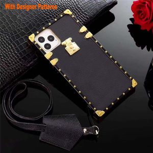 مصمم الأزياء ، حالات الهاتف لـ iPhone 14 Pro Max Luxury Crossbody Strap Pu Leather Women Formal Tiversity مع IP 14Plus 13Promax 12 11 8p 6 7 XR SE Case Protection