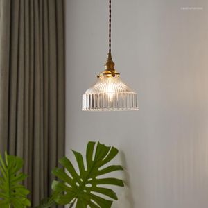 Lampade a sospensione Nordico giapponese Ottone Vetro LED Soggiorno Lampadario Ristorante Bar Luci per mobili Lampada da soffitto Apparecchi decorativi