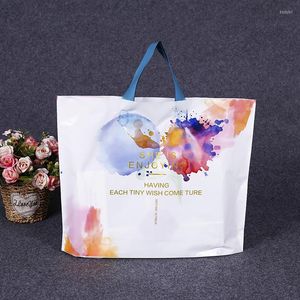 Opakowanie prezentów 50pc grube duże plastikowe torby z uchwytem Piękna moda kolorowy sklep odzieżowy Opakowanie Wedding Candy Bag