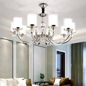 Chandeliers Modern LED Chandelier Lighting Chrome Metal Crystal K9 For Living Room Bedroom Pendant Hanging Glass Shade Semiflush Mount