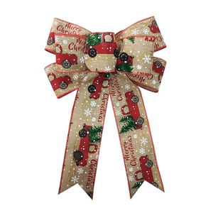 Kerstkrans Bowsed Black Snowflake Burlap Topper Bows for Christmas voordeurdecoraties Indoor Outdoor